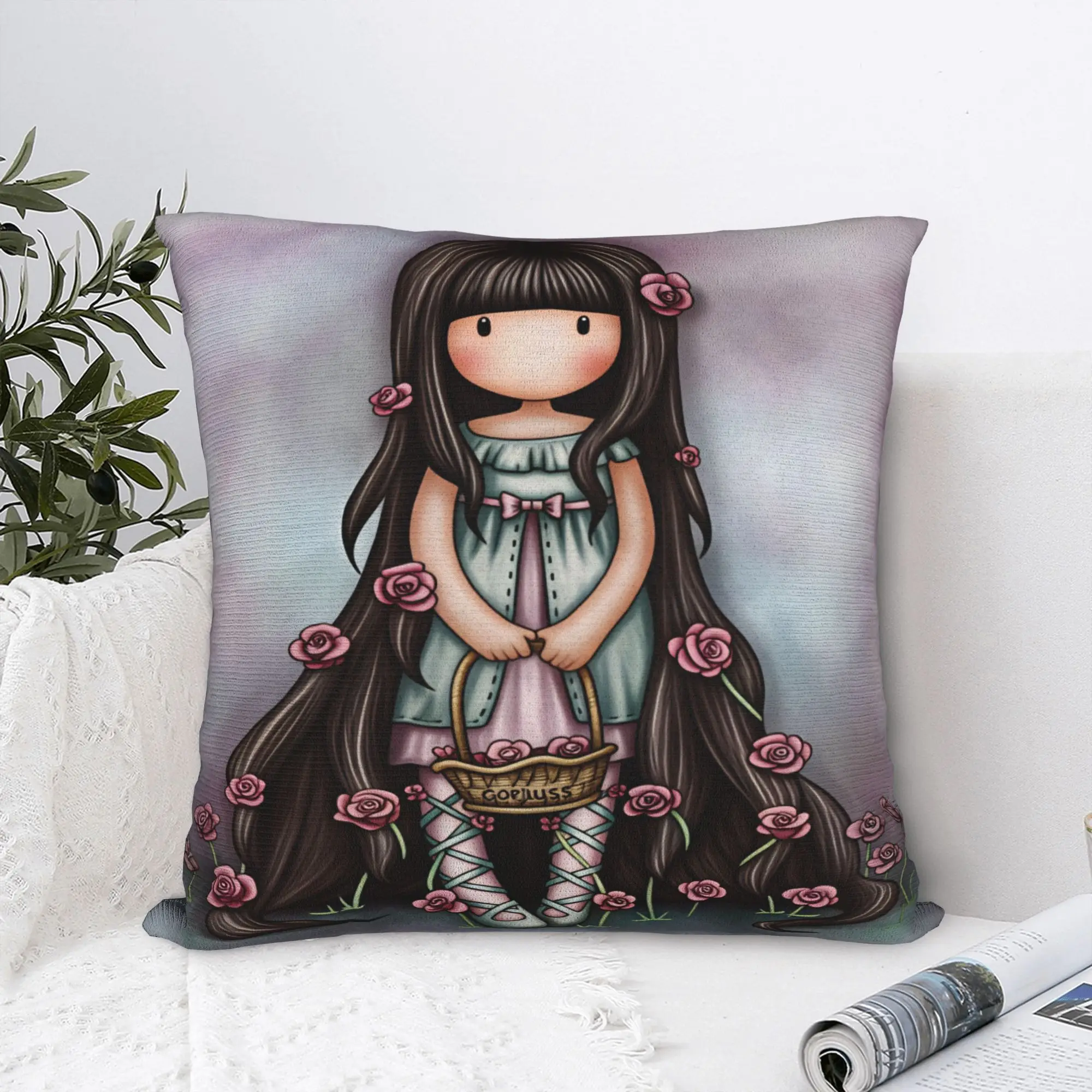 Cartoon Girl Santoro Gorjuss Pillow Cover  Kawaii Pillow Case For Sofa Couch Bed Living Room Graphic Pillowcases Birthday Gift