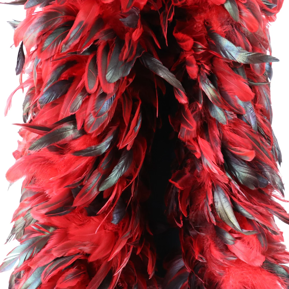 Plumes de poulet Boa, robe rouge, accessoires de décoration, vêtements épais de luxe, Costume de Festival de carnaval, plumes de loisirs créatives