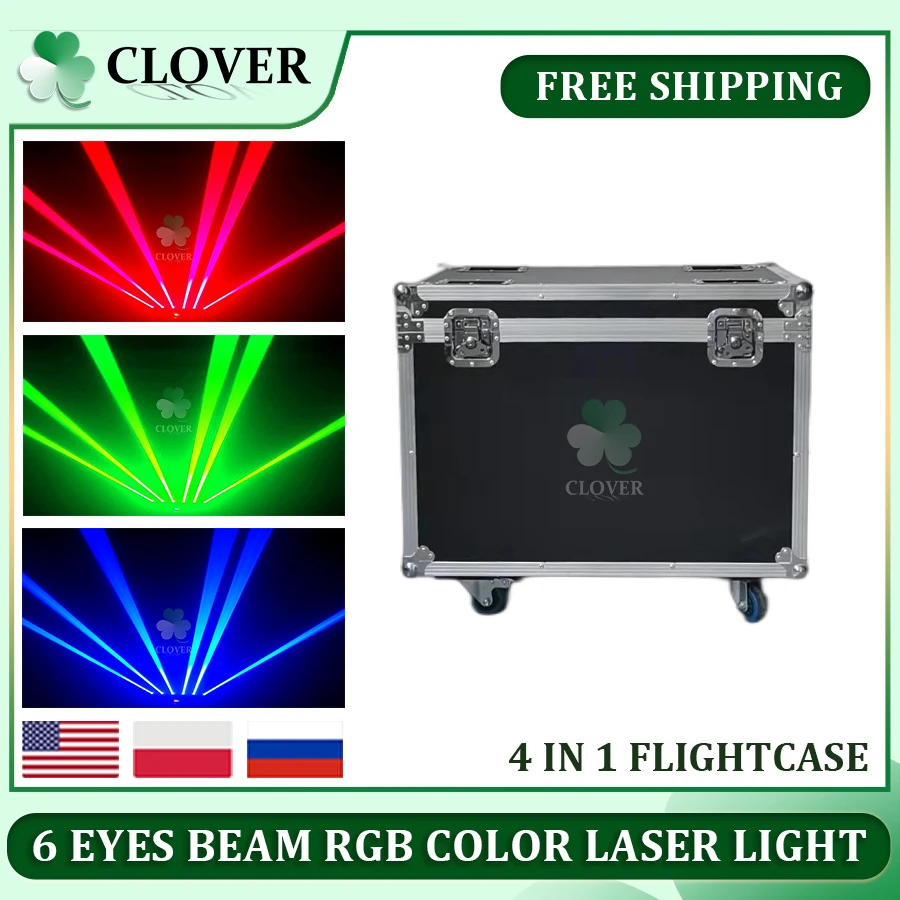 

No Tax 1x Flycase For 6 Eyes Moving Head Laser Light Stage Light Effect DMX512 For Club KTV Disco DJ Party Lighting Pattern