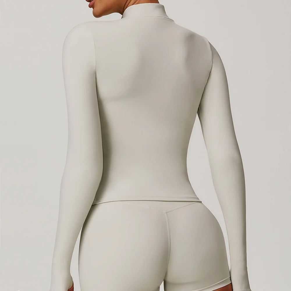 Sports Jacket Women Long Sleeve Zip Fitness Yoga Shirt Winter Warm Gym Top Activewear Running Coats PushUp Workout Clothes Women