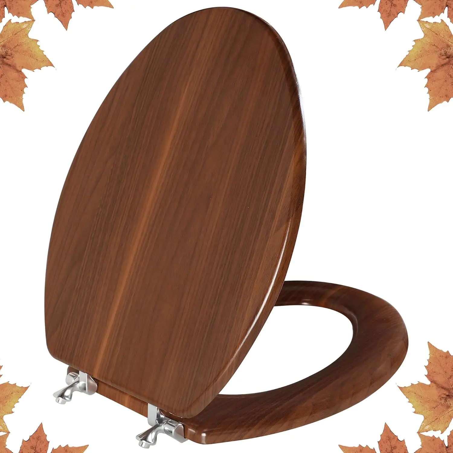 

Удлиненное деревянное сиденье для унитаза с петлями из цинкового сплава, легко устанавливается и чистится, защита от защемления, отделка под орех.