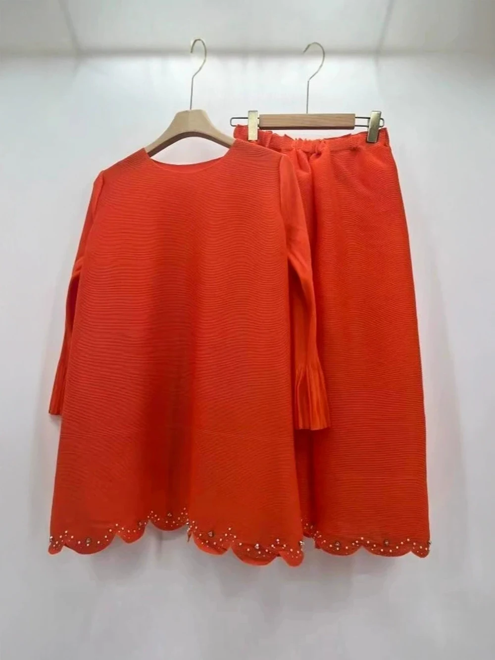 플러스 사이즈 여성용 투피스 상의, 루즈핏 크롭 팬츠, 플리츠 슬리밍 슈트, 아프리카 및 유럽 스타일-GZXX1018