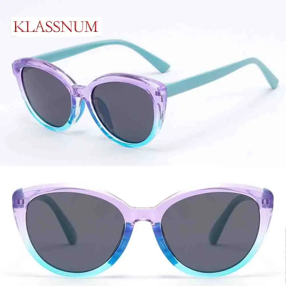 

KLASSNUM Cats Eye Fashion Sunglasses Gradient Color Lens Minimalist Summer Eyewear Transparent Frame Sleek Jelly Colorful Shades