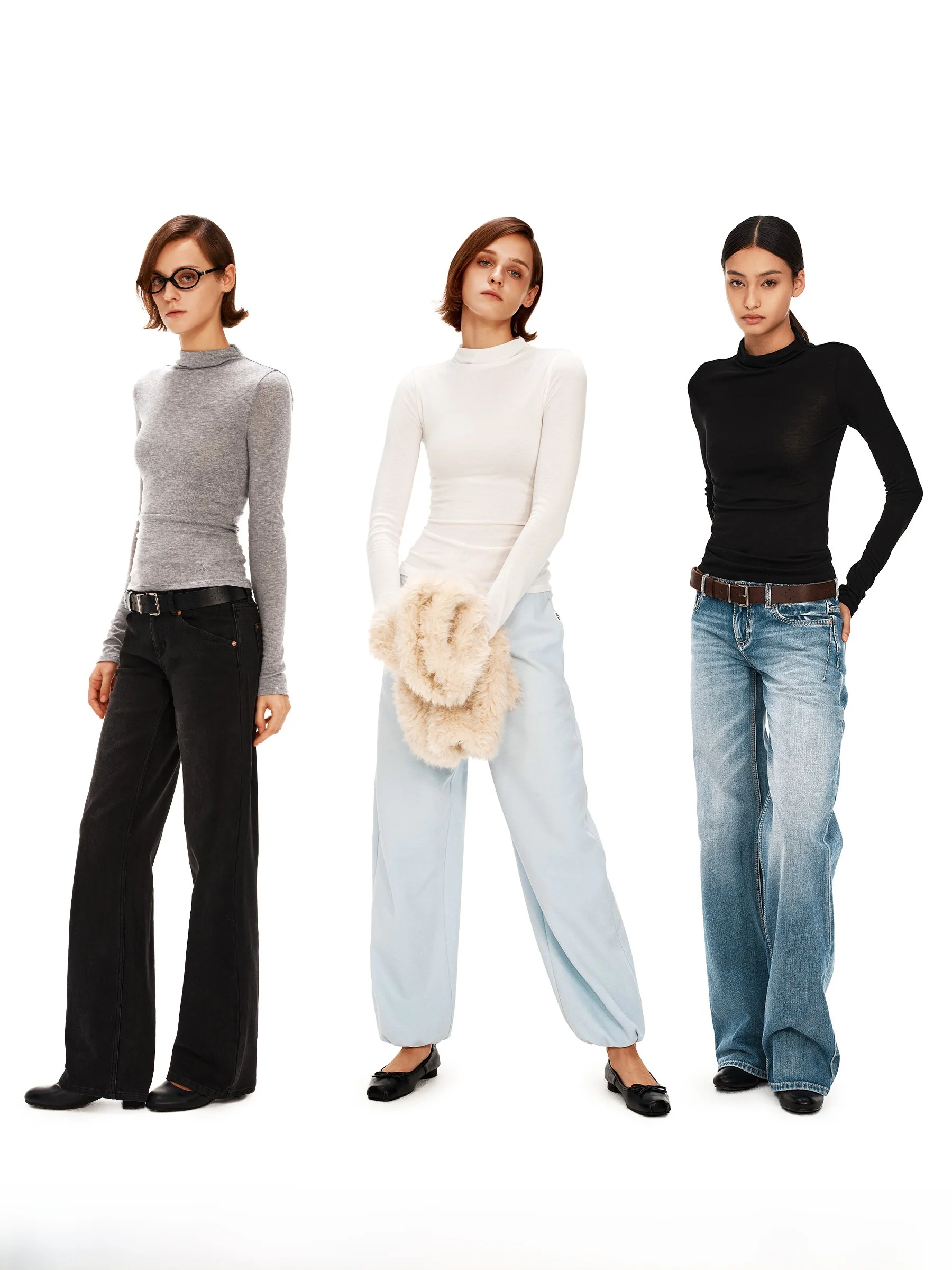 

Puki Silk Wool High Collar Slim Fit Long Sve Base irt Elastic Ne Design Commute Sle Ladies Faion Winter Collection