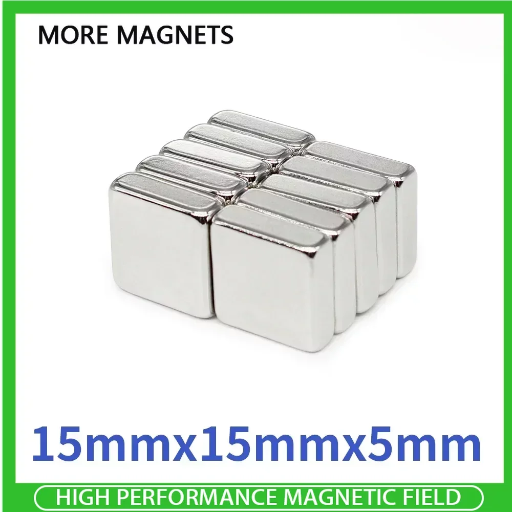 5/10/20/50PCS 15x15x5mm Block Strong Powerful Magnets N35 Rectangular Rare Earth Neodymium Magnet