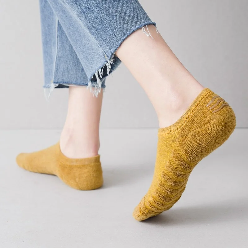 Women\'s Cotton Socks Invisible Socks Towel Bottom Thick Sweat Absorption Anti Slip Cotton Winter Autumn Ladies Looped Pile Sock
