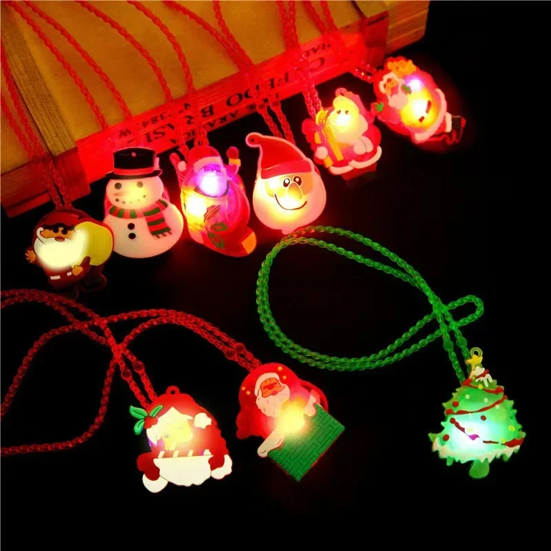 Colar de abóbora led que brilha no escuro, acessório iluminado para festa de halloween, pingente de contas de natal para crianças, presente de carnaval
