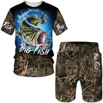 3D Camouflage Fishing Shorts Set 1