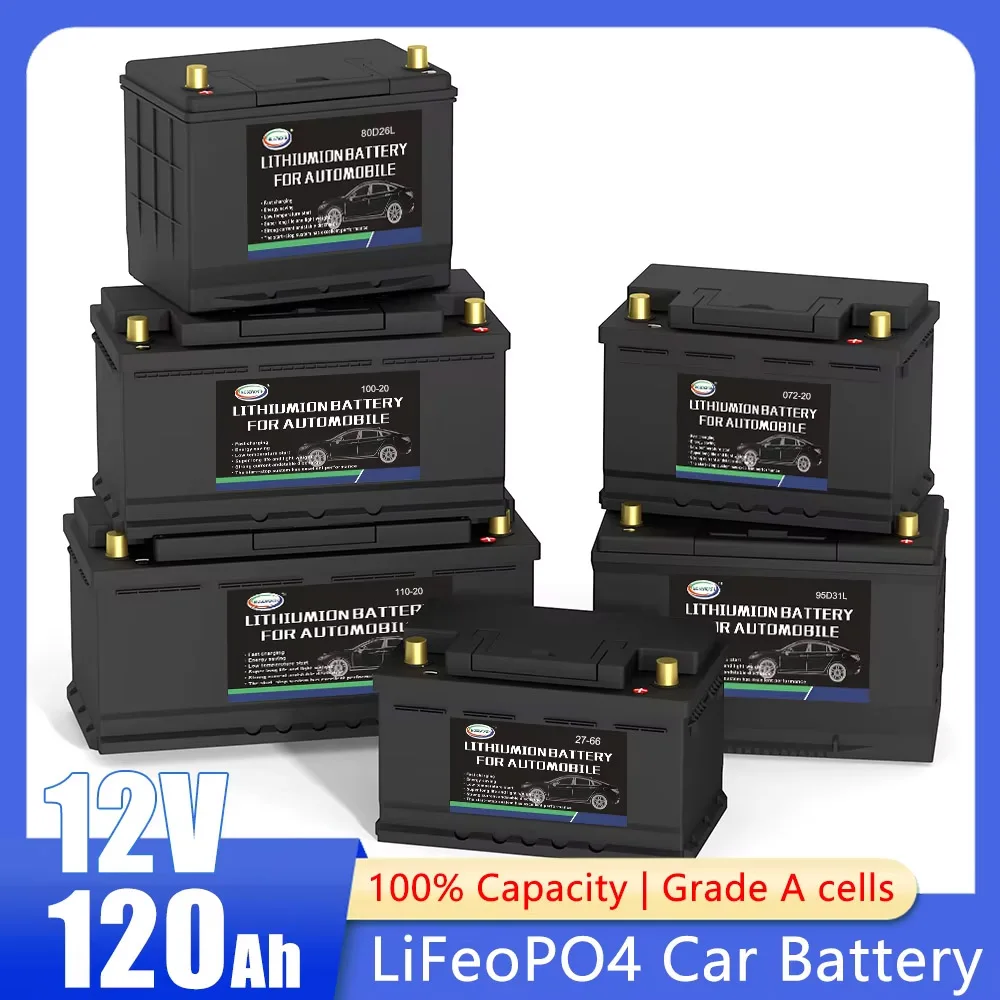 LiFePO4 Mobil 12V Lithium Besi Fosfat Dalam Siklus Built-In BMS Perlindungan Papan untuk Overland/Van/Olahraga/Racing/RV