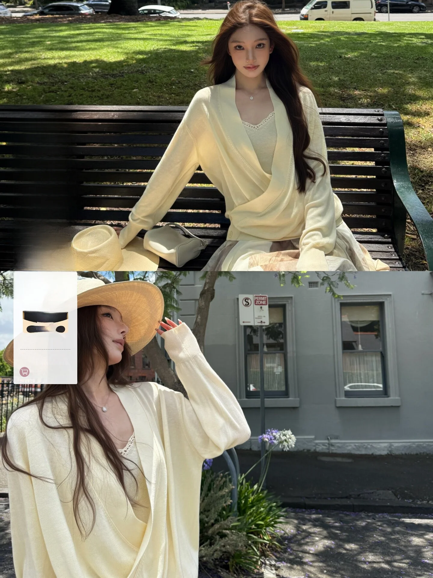 

Yangzifan Lemaire Women's Knitted Open Cardigan Strap Two-Piece Set Spring Summer Loose Fit Casual Style Long Sleeve Pure Color