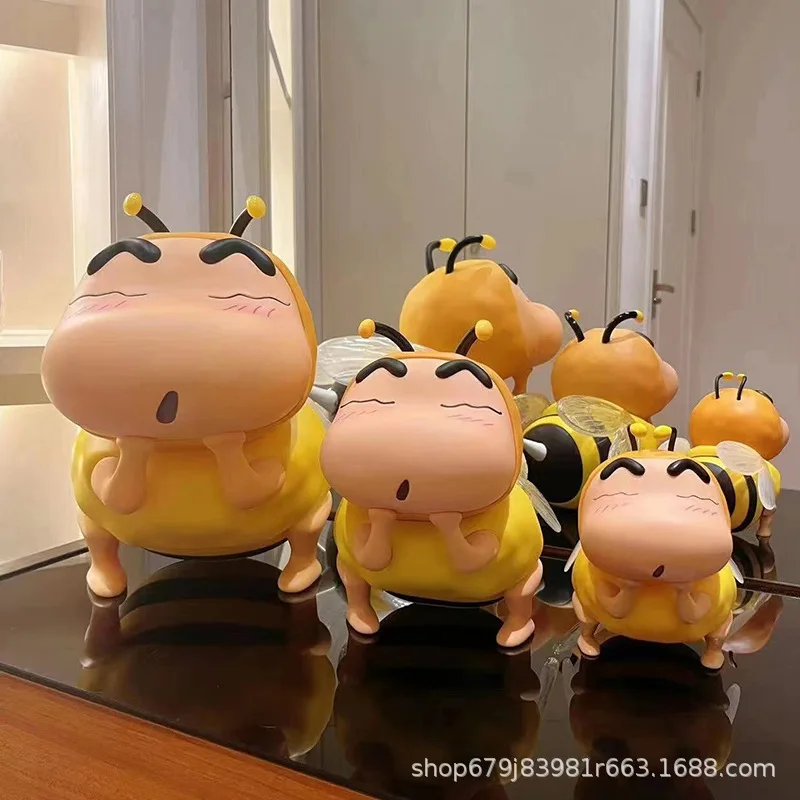 New Bee Crayon Shin-chan Action Figures with Light Handmade Model Home Desktop Personalized Decoration Trendy Toy Children Gifts