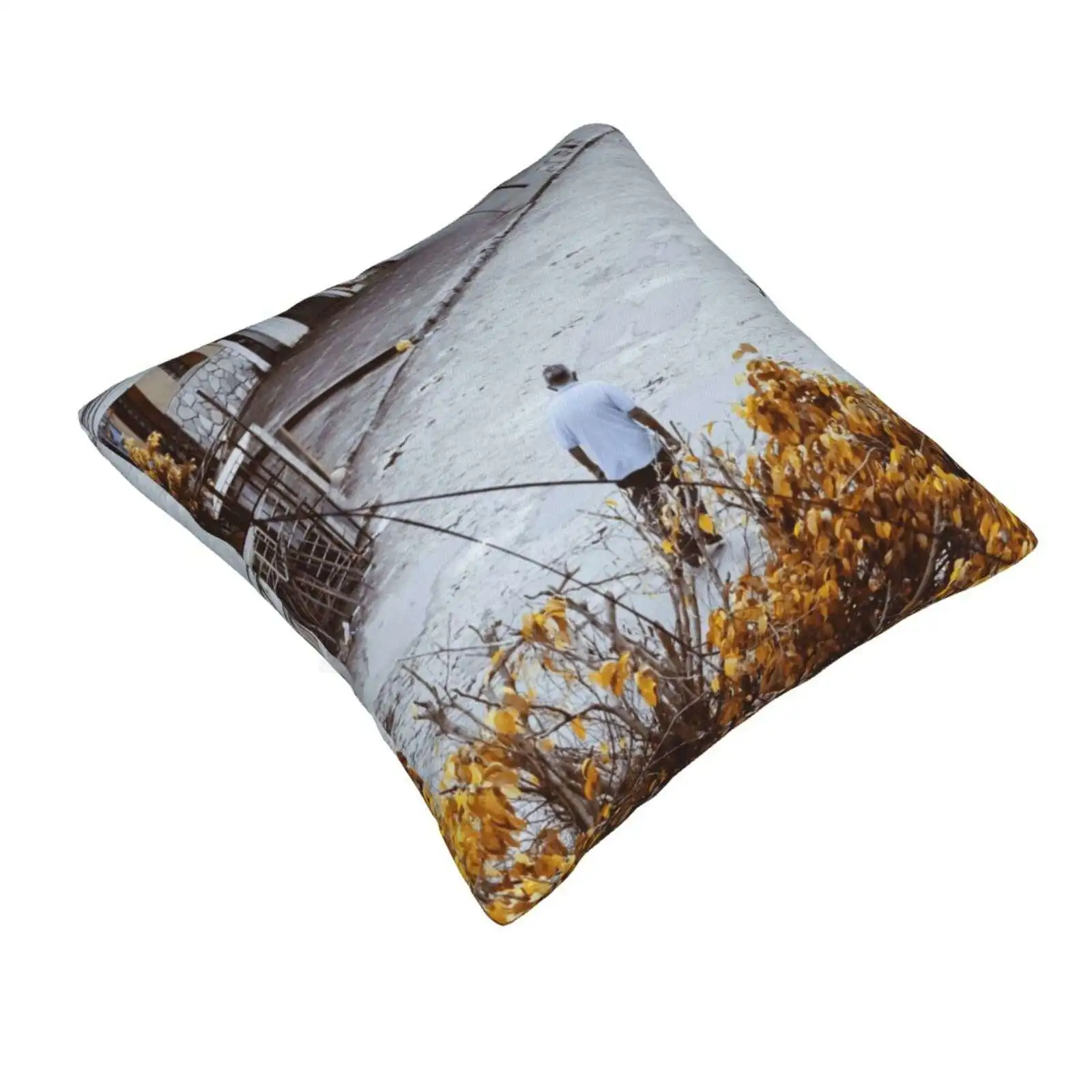 Loneliness. Funny Cute Decor Square Pillowcase Colors Conceptual Old Man Lonely Loneliness Melancholic Melancholy Street Urban