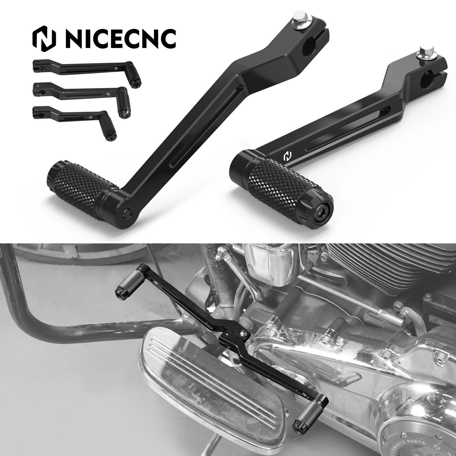 Pedane Moto In Acciaio E Gomma Con Attacco Maschio 10mm - Compatibili Con Harley-Davidson Sportster, Dyna, Softail, Touring - Coppia