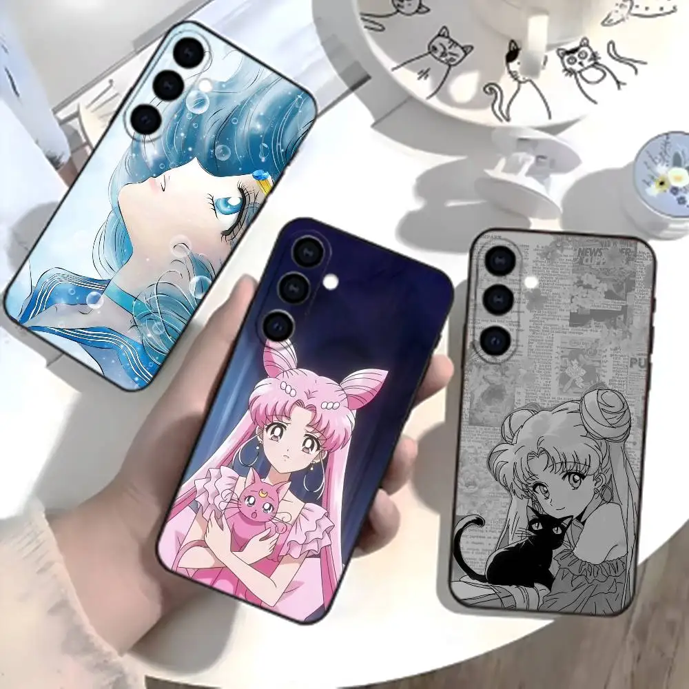 

Cartoon D-Sailor M-Moons Phone Case For Samsung Galaxy A73,A21s,A22,A31,A52,A53,A71,A41Soft Black Shell