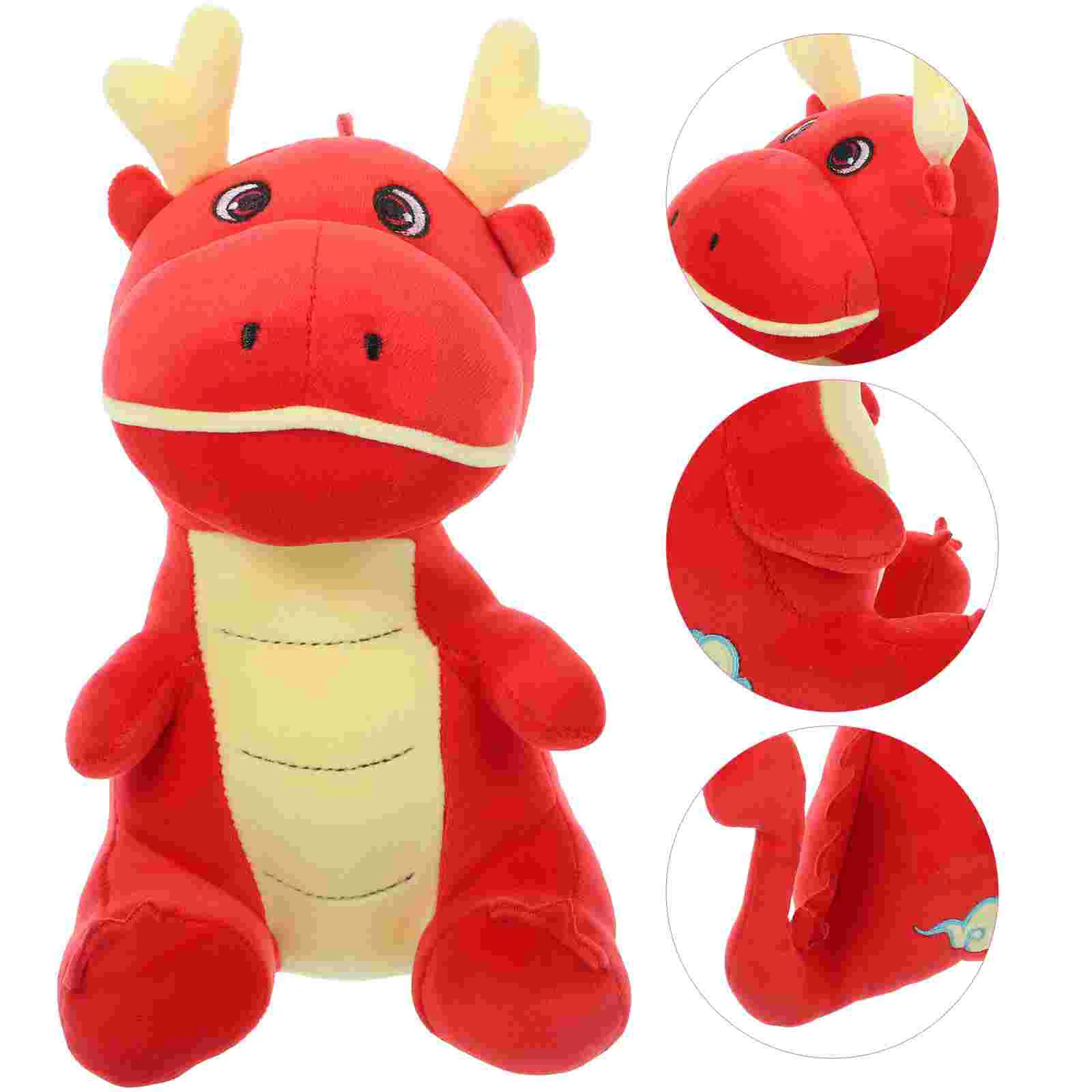 

Dragon Stuffed Animal Zodiac Figurine Plush Red Toy New Year Gift of The Mascot Dolls