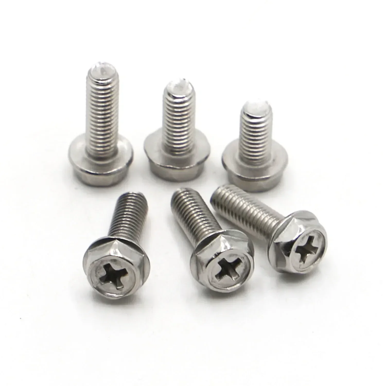 

M4 M5 M6 Screw And Bolts Vis 304 Steel Cross Flange Screws Outer-Hexagon Flange Surface Bolts Anti-slip Washer Screw Set