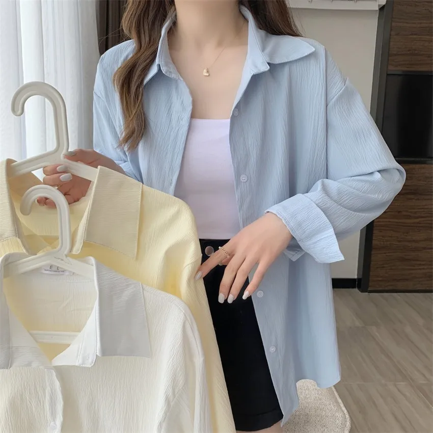 

Long Sleeve Shirts Womens Satin Button Down Tops Slim Fit Breathable Workout Casual Relaxed Spring Comfortable Weekend Daily