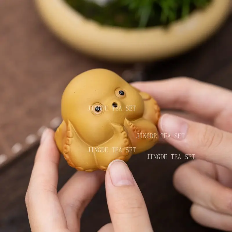 Purple Clay Octopus Tea Pet Incense Holder Hand‑Carved Zisha Tea Table Ornament Creative Line Incense Burner Home Decor Gift