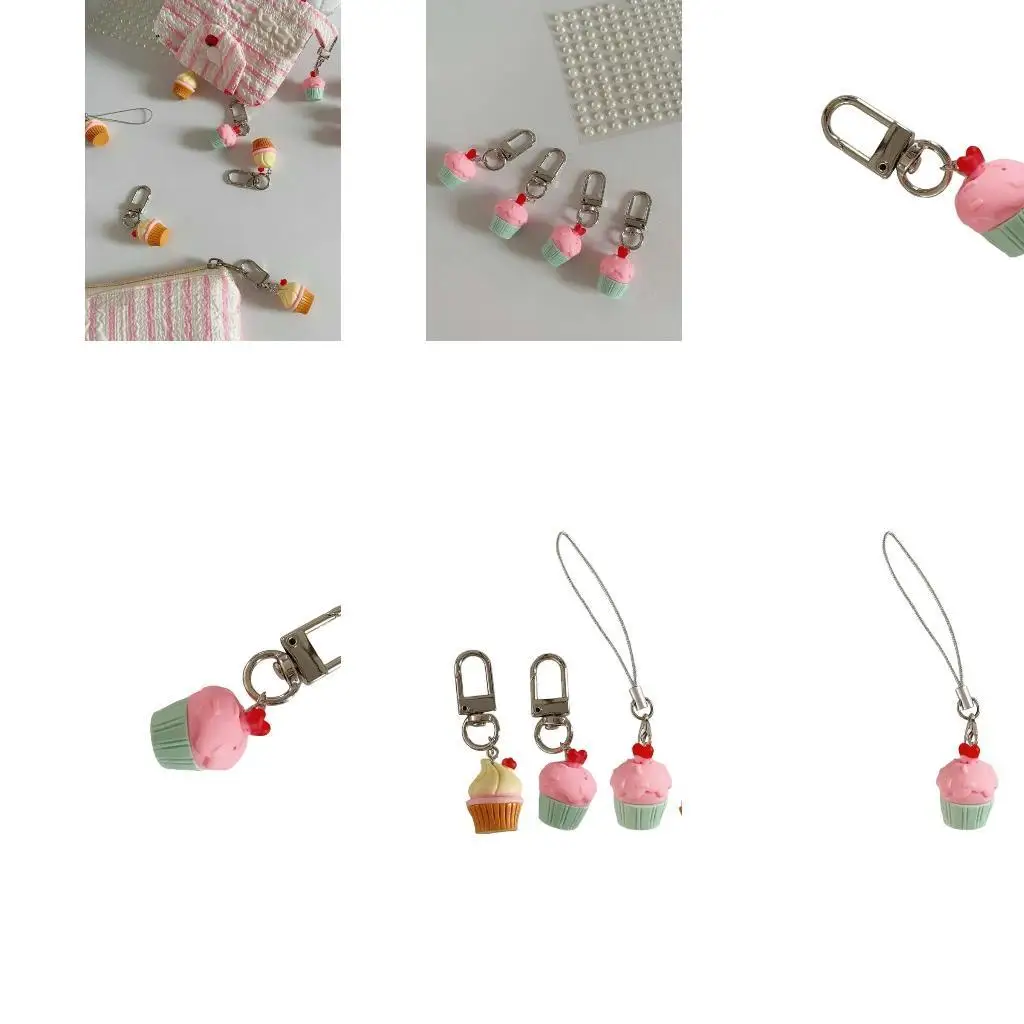 

A52E Unique Cake Shaped Keychain Fashion Keyring Quality Resin Phone Charm Bag Pendant Decoration Gift for Friend and Family