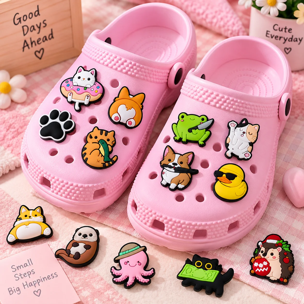 1/30pcs Cartoon Animals Shoe Charms Pandas Salamander Horse Shoe Decorations Ducks Cats Pins For Women Girls Kids Clog Buckles