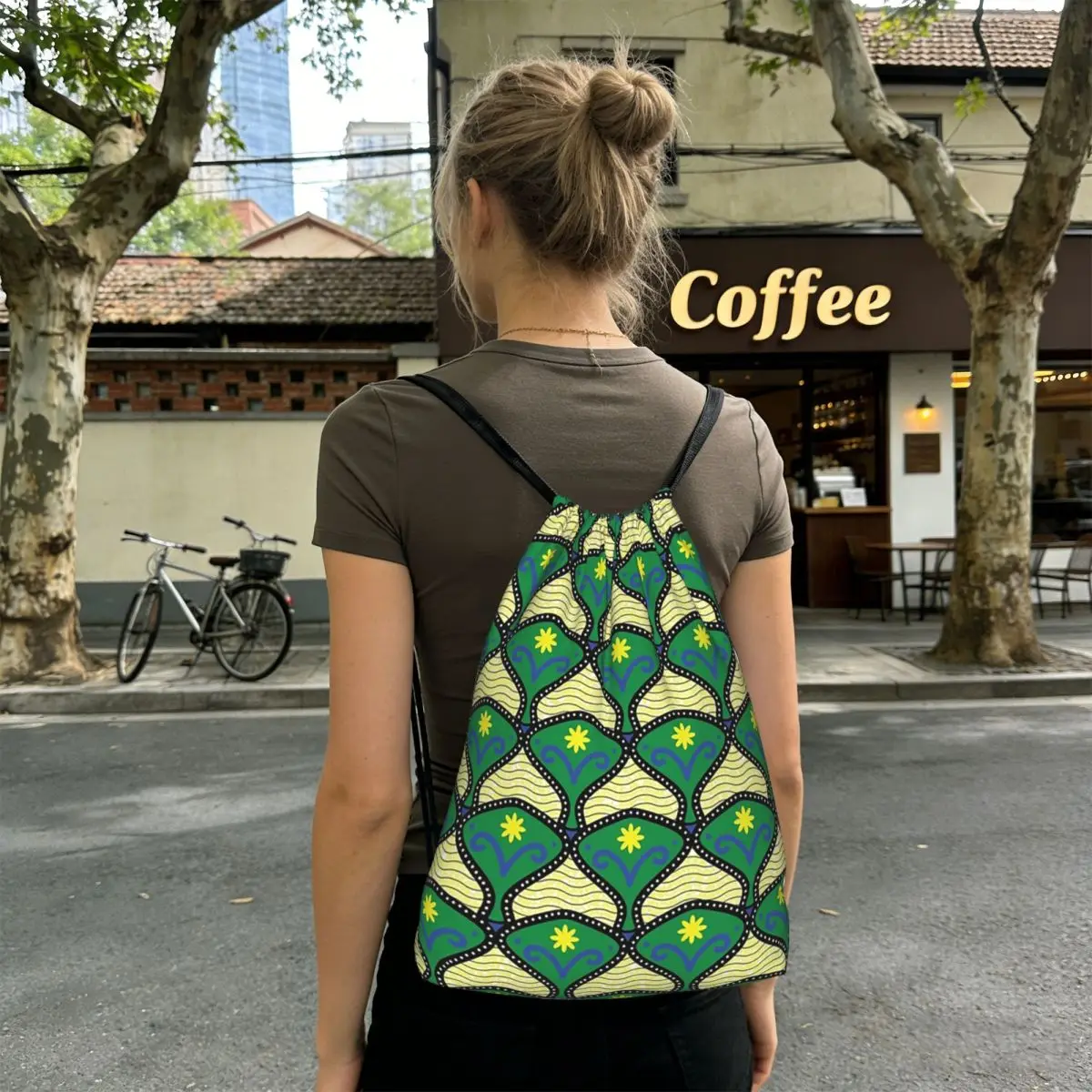 Ankara Dutch Wax African Pattern Backpacks Fashion Drawstring Bags Shoes Bag Book Bags for Travel School