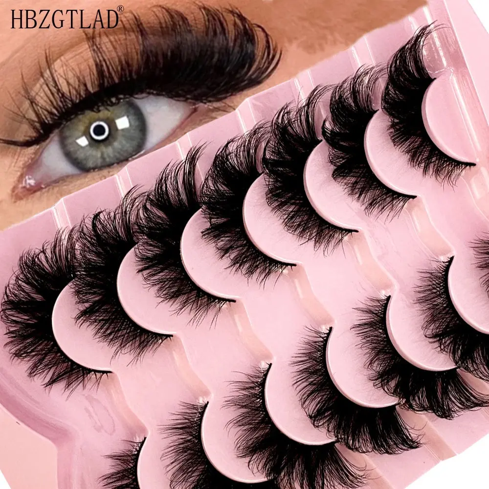 NEW Cat Eye Eyelashes 5D Natural False Lashes Fluffy Soft Cross 7pairs Manga Lashes Wispy Natural Eyelash Extension Makeup