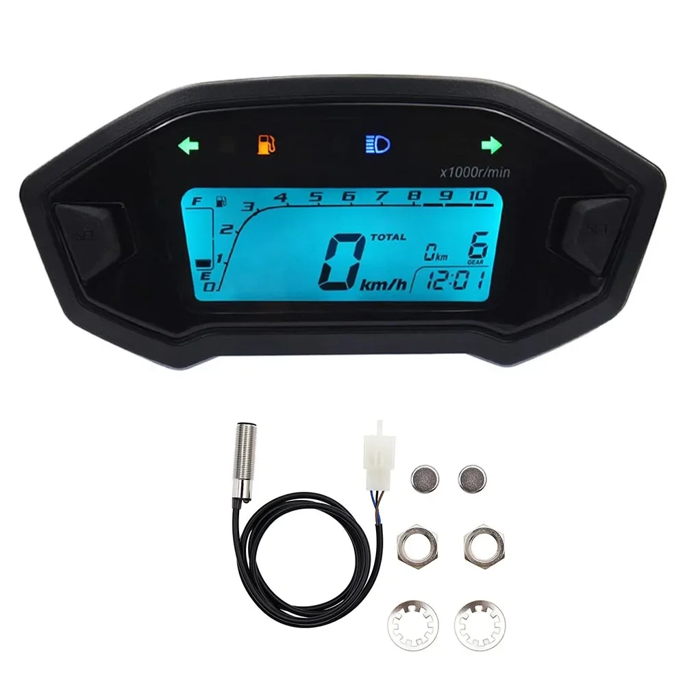 10000RPM Motorcycle Digital Tachometer Adjustable Dash Electronic Speedometer Odometer Motor Dashboard Instrumentation Panel