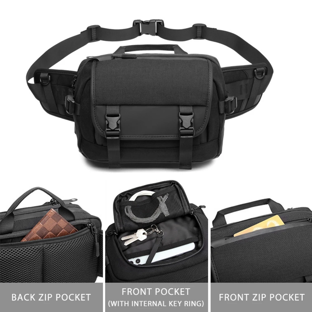 Fashion Men Waist Bag Multifunction Outdoor Fanny Pack Waterproof Waist Packs Male Travel Phone Pouch Crossbody Belt Bags