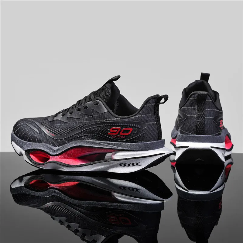Herren-Freizeitsportschuhe, trendige, dämpfende Laufschuhe mit dicker Sohle, atmungsaktive, leichte Sportschuhe aus Mesh-Material, Laufschuhe mit hoher Dämpfung und weicher Sohle, rutschfest und abriebfest, für Jugendliche und Studenten. – Detail 7