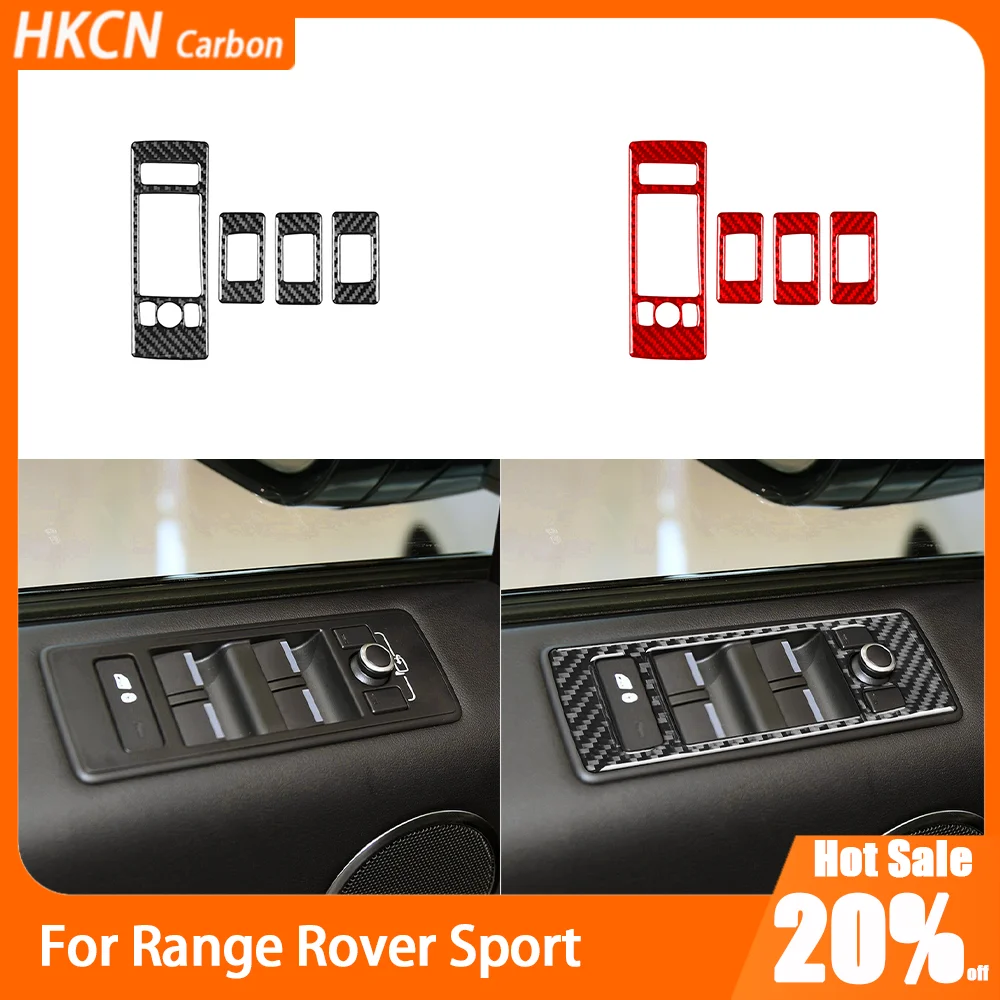 Car Accessories Window Switch Lifting Panel Carbon Fiber Interior Cover Trim Modified Sticker For Range Rover Sport 2014—2017