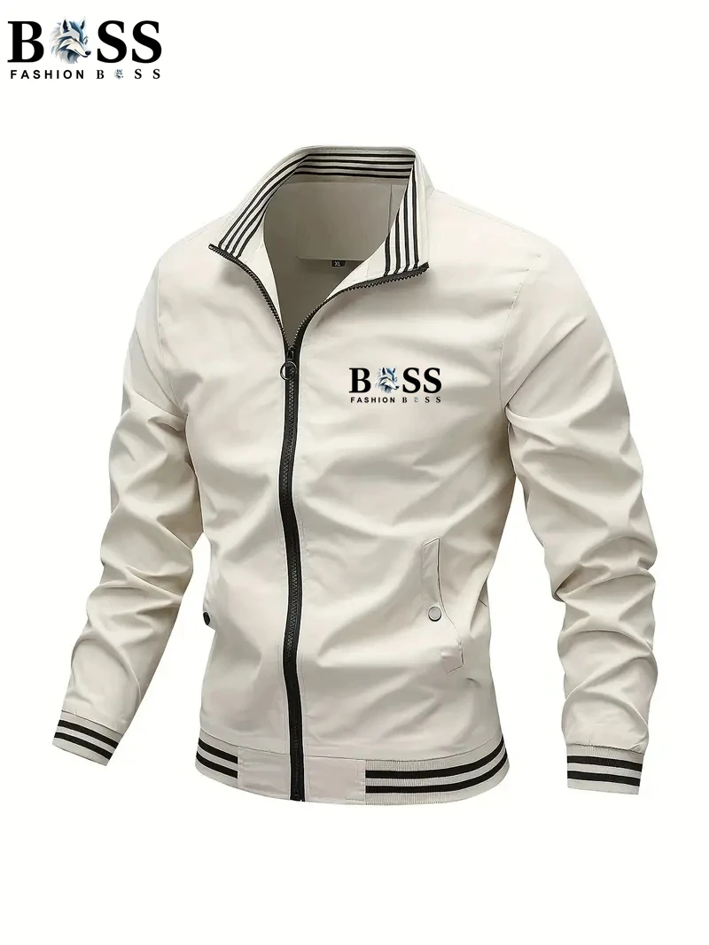 Autumn and Winter Men\'s Stand Collar work Casual Zipper Jacket Outdoor Sports Coat Windbreaker Jacket for Men Waterproof Bomber