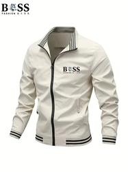 Autumn and Winter Men's Stand Collar work Casual Zipper Jacket Outdoor Sports Coat Windbreaker Jacket for Men Waterproof Bomber