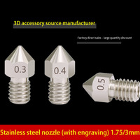 2 Pc High Quality Stainless Steel Nozzle 1.75/3mm Consumables Nozzle Extruder Nozzle For 3D Printer Accessories