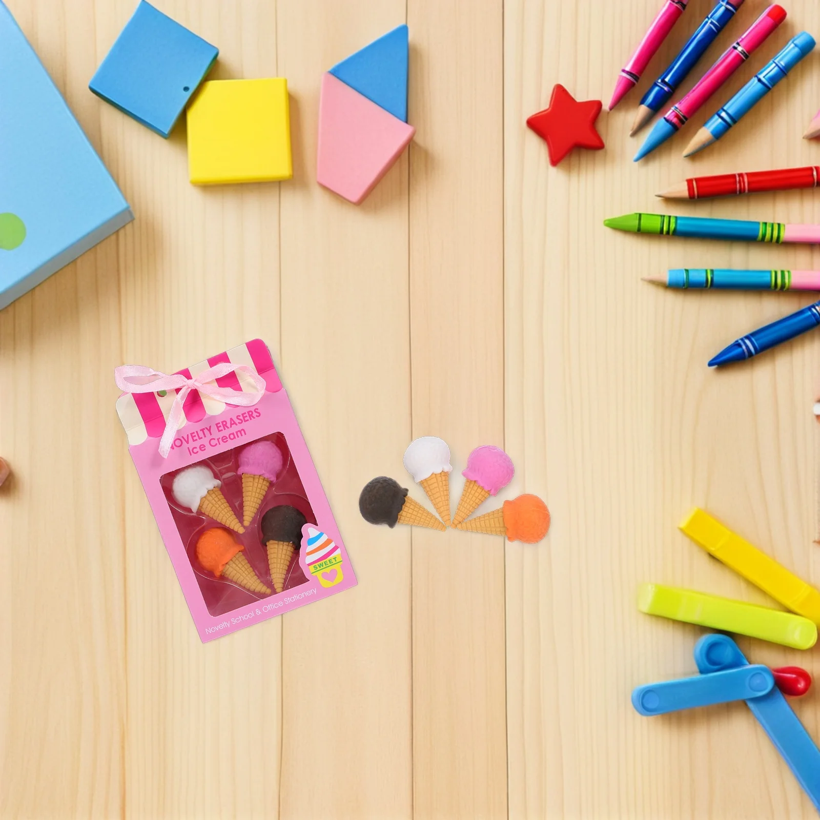 40Pcs Ice Cream Erasers Kawaii School Supplies Cute Mini Dessert Themed Pencil Erasers for Classroom Rewards Party Favors