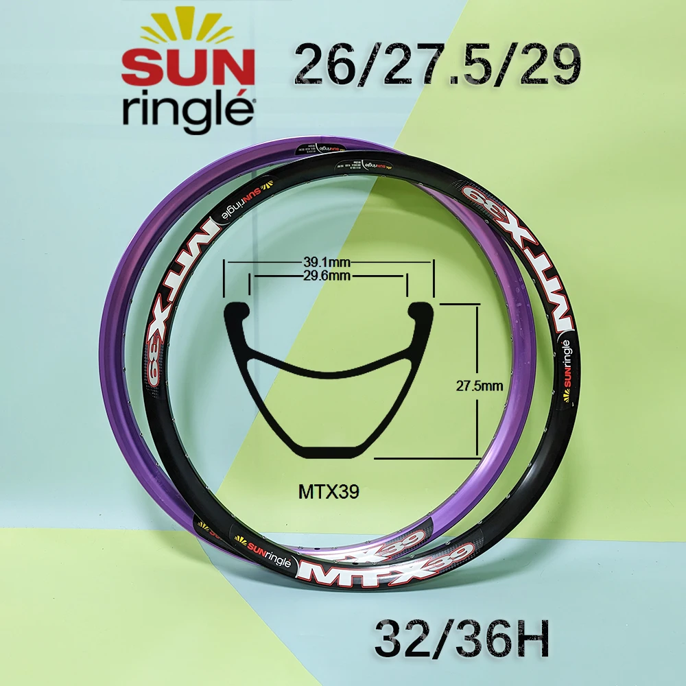 Sunringle sun MTX39 27.5/26Inch 650B rimowa Mountain Welding Rim Am/Fr/Dh 32H 36Holes Hoops E-bike MTB Bicycle Rims