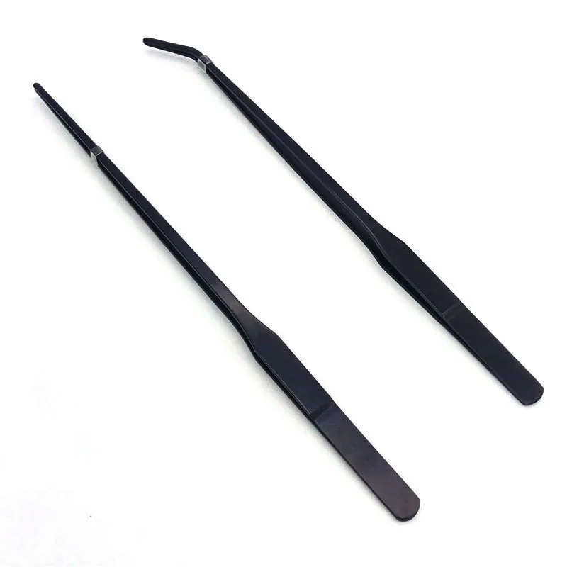 27cm Black Stainless Steel Curved Aquarium Tweezers Aquarium Plants Tweezer Straight Fish Tank Cleaner aquarium accessories