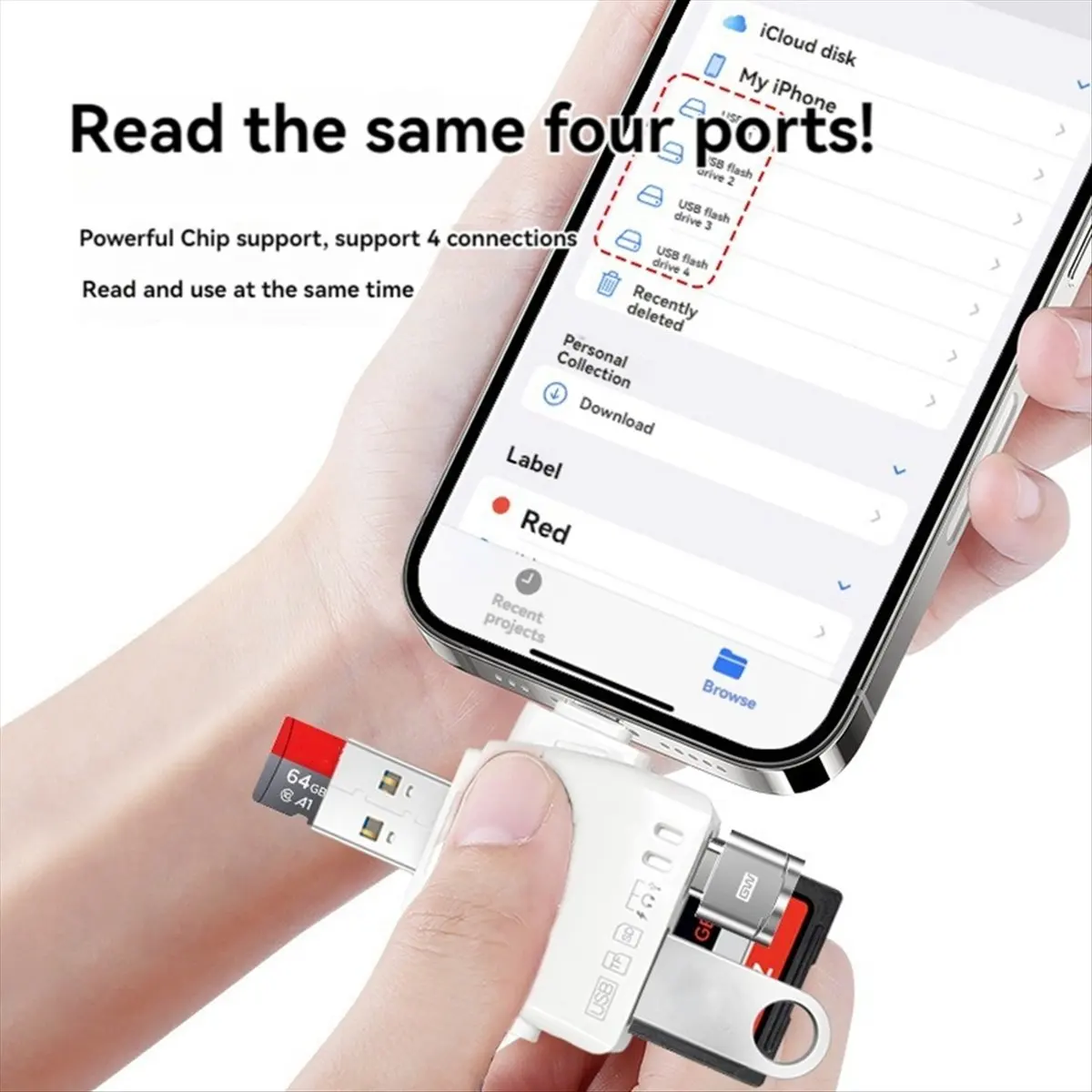 

Stable- 7 in 1 Card Reader Multi-Function Universal Phone Computer Adapter SD Card Reader TF U Disk Type-C Adapter White
