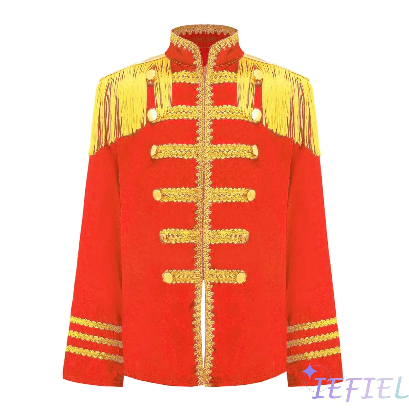 Kids Girls Boys Long Sleeve Gold Tassel Decoration Rock Band Musician Cosplay Shirt Top Performance Costume 60s Pop-Star Costume