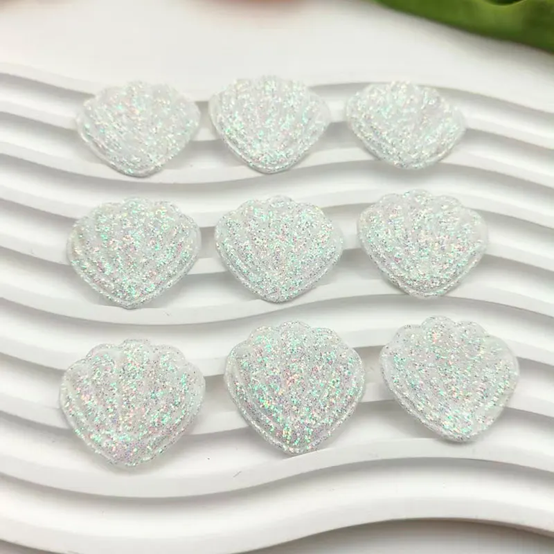 50 Stück weiße, gepolsterte Applikationen in Muschelform für DIY-Schuhe, Hüte, Taschen, Verpackungen, Dekorationen, Accessoires und Aufnäher. – Detail 5
