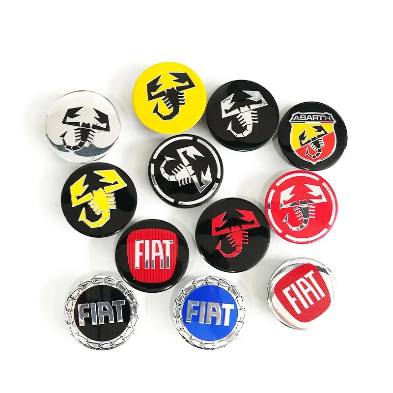 4pcs 3D 50mm logo car emblem Wheel Center Hub Cap auto Rim refit dust-proof badge covers emblem accessories For FIAT Abarth