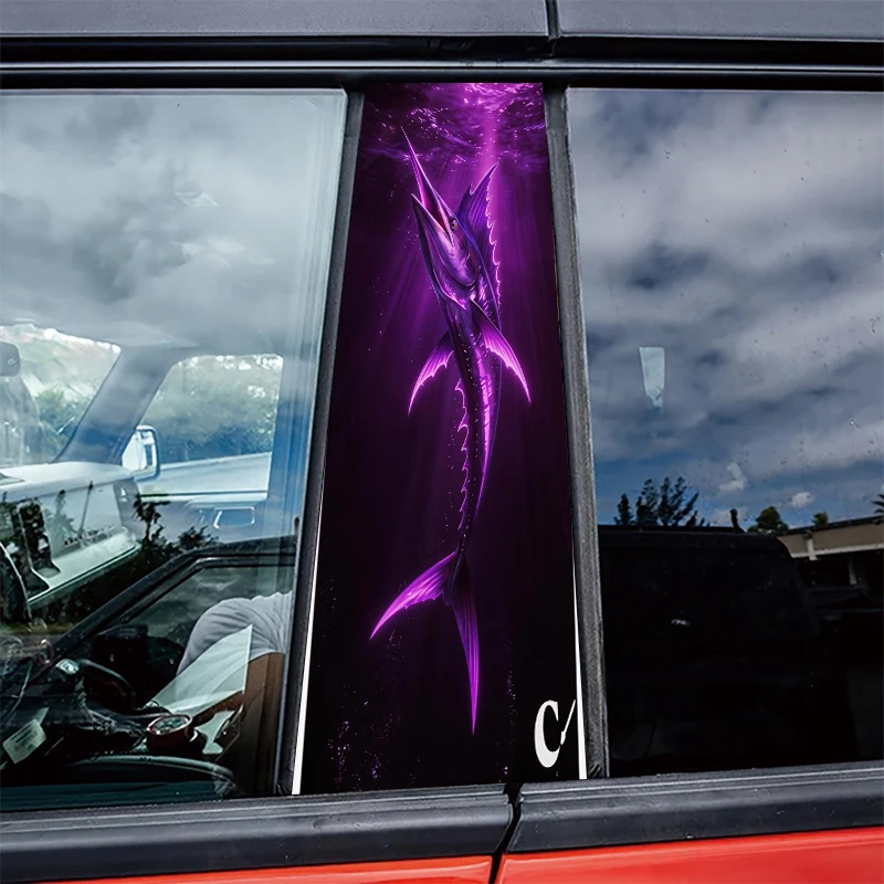 

2 pieces of automotive B-pillar film Swordfish Glossy material protective film