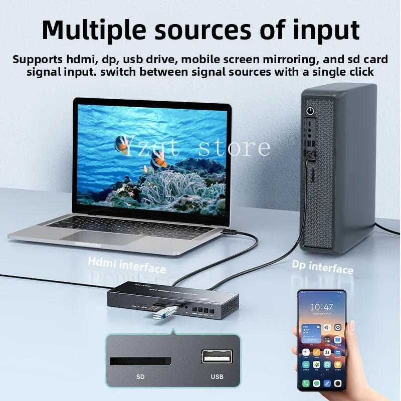 MT-HD204 Video HDMI Converter 4K with mobile phone U disk USB playback splicing image screen rotation mirror flip vertical