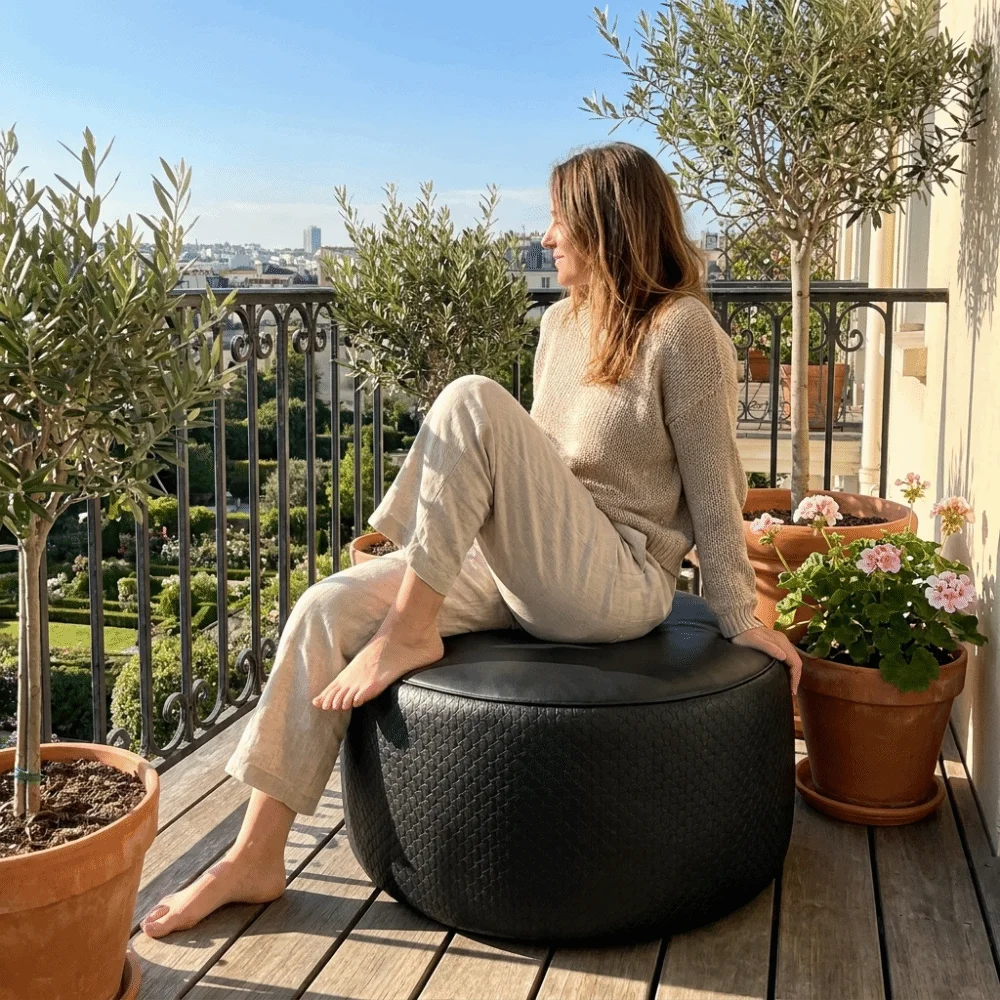 Shoe Changing Stool PU Leather Footstool Cover Round/Square Unfilled Pouf Cover Detachable Retro Ottoman Stool Indoor Use