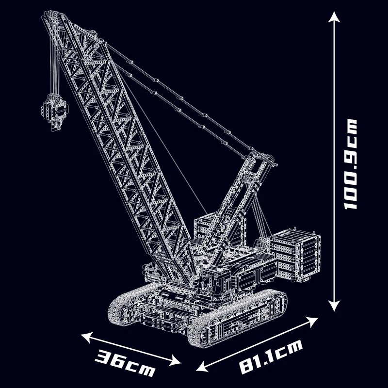 Mould King 17046 Technical Truck Building Block Remote Control Wacker 16000 Crawler Crane Model Brick Toys Kids Christmas Gift