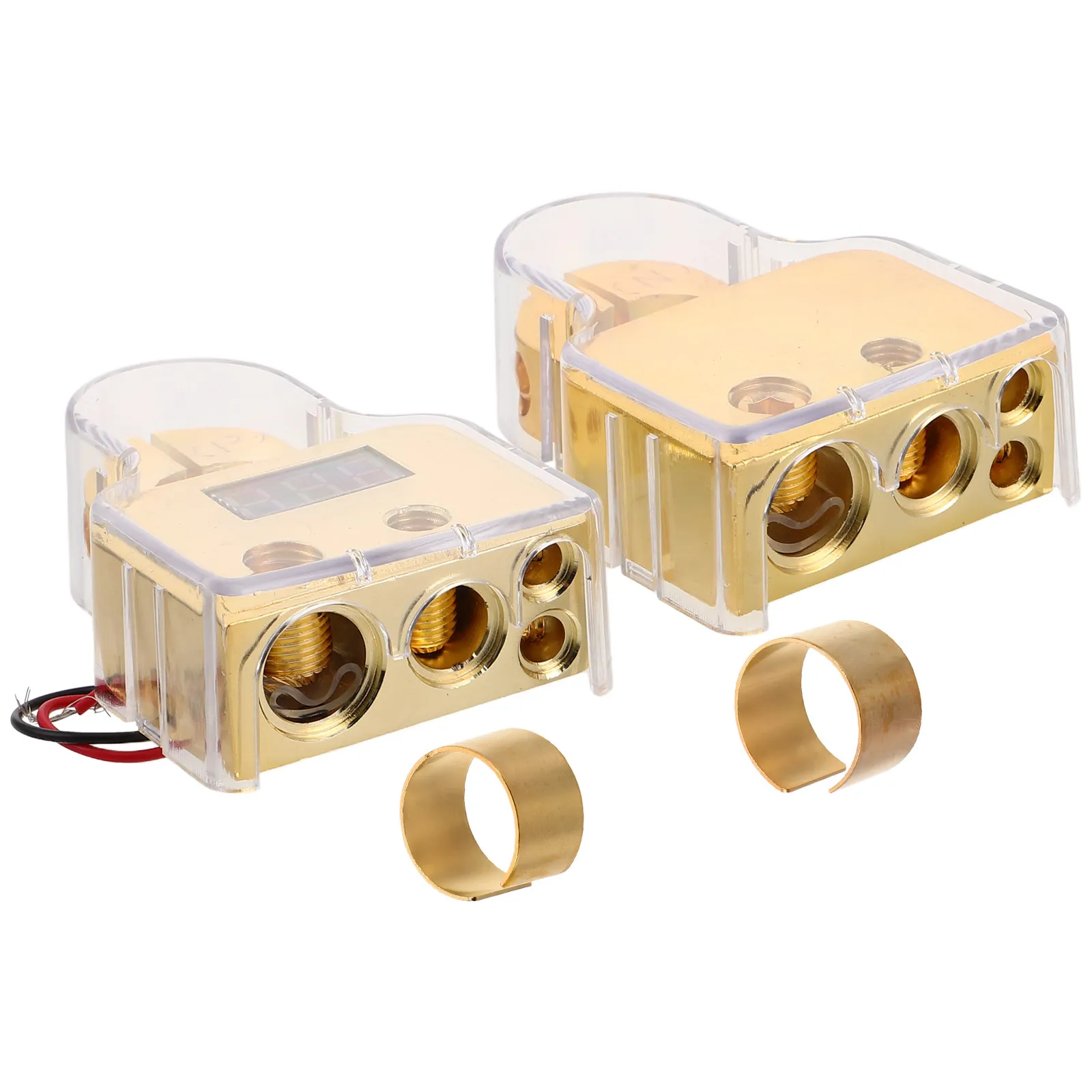 

1Set Car Audio Terminal Replacement Positive Negative Connectors Clear Covers Shims Marine Boat Rv Trucks