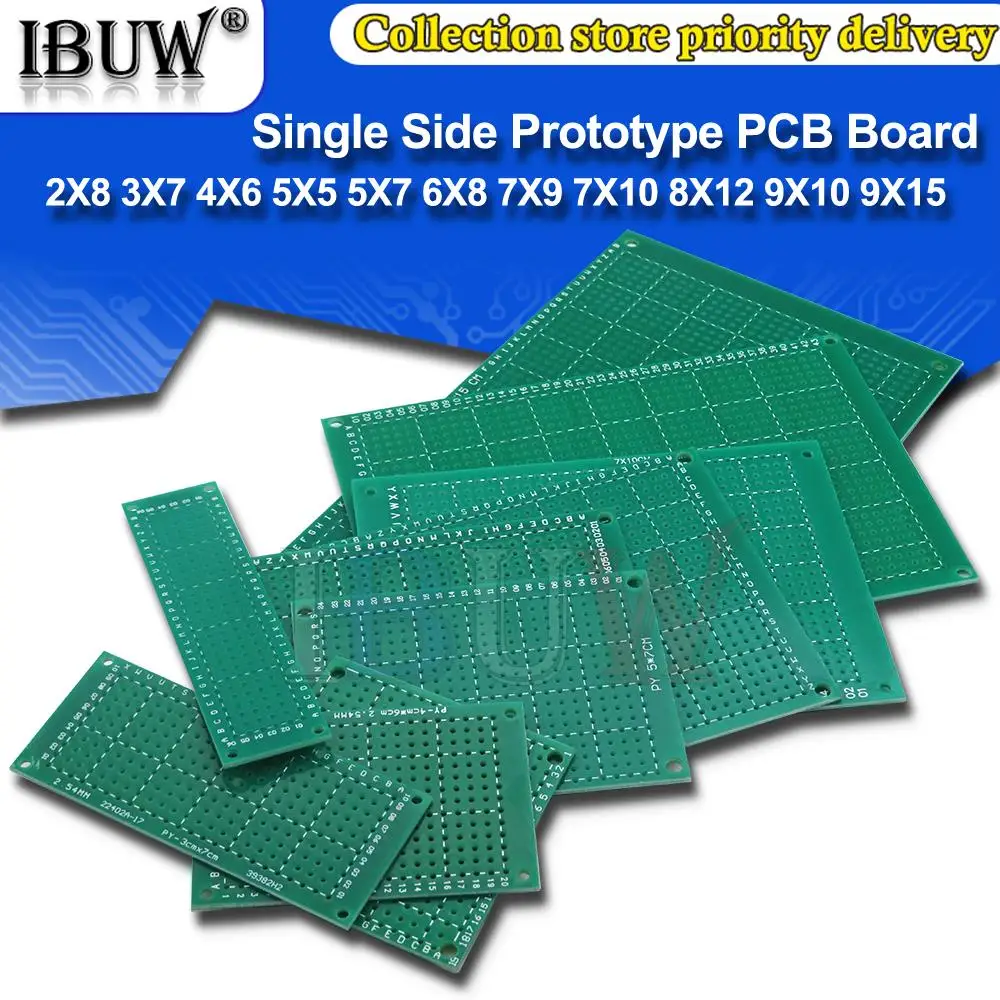 Jednostronna prototypowa płytka PCB 2X8 3X7 4X6 5X5 5X7 6X8 7X9 7X10 8X12 9X10 9X15 CM Uniwersalna płytka drukowana dla Arduino
