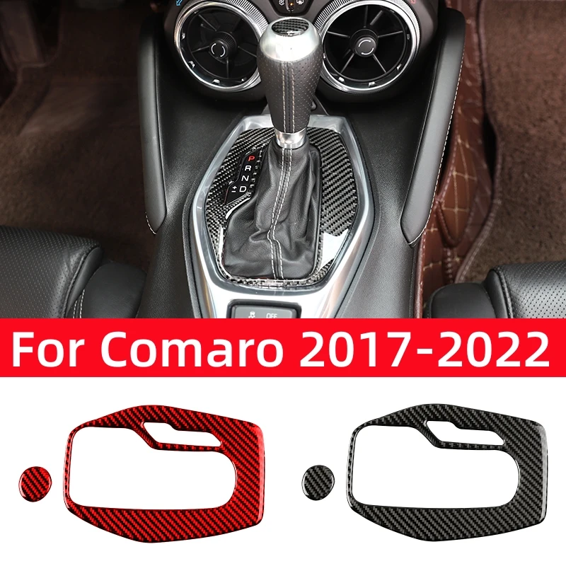 For Chevrolet Camaro 2017-2022 Accessories Interior Real Carbon Fiber Car Gear Shift Panel Frame Cover Decorative Stickers