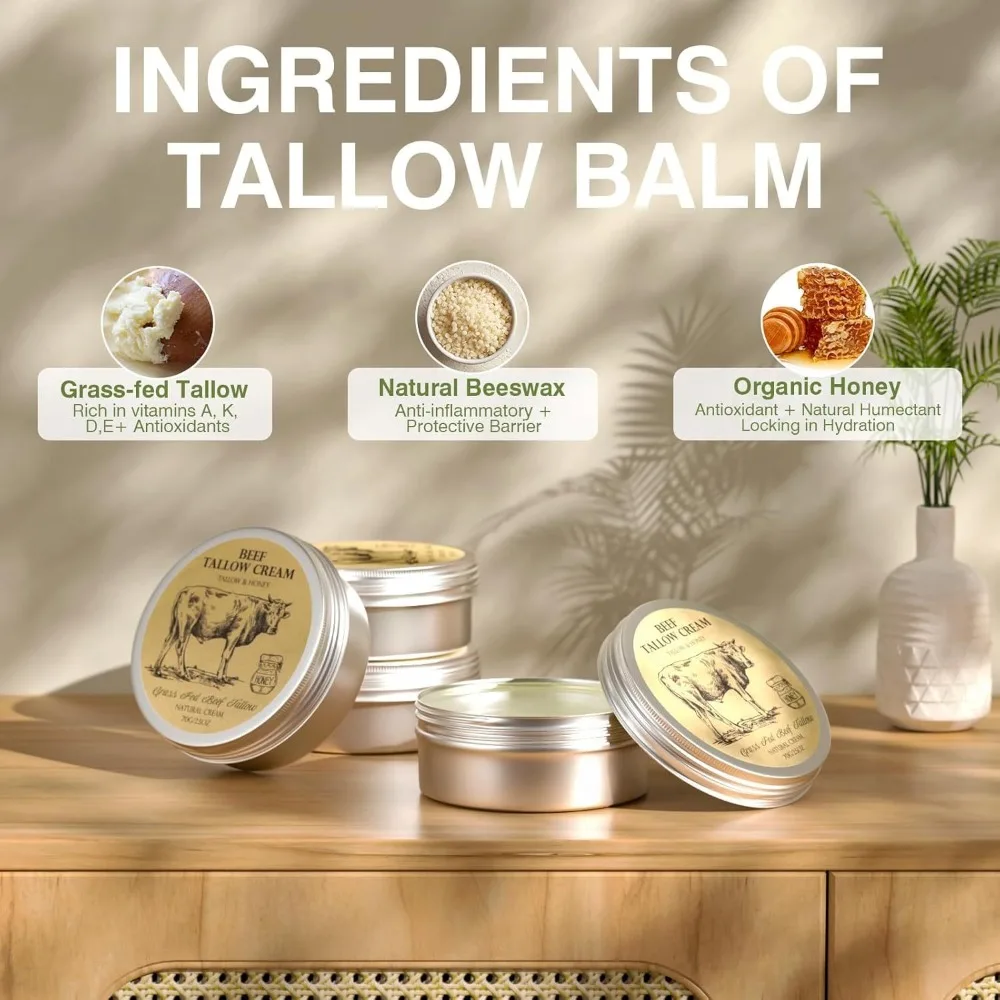 New Natural Organic Beef Tallow Balm Whole Body Care Hydrating Tallow Face Moisturizer Face Care Face Cream Skin Care