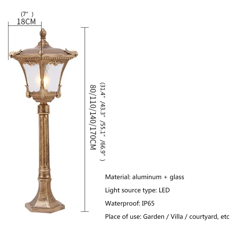 SEAN Luci da giardino per esterni Lampada da giardino retrò marrone LED Impermeabile IP65 Decorativa per la casa per duplex