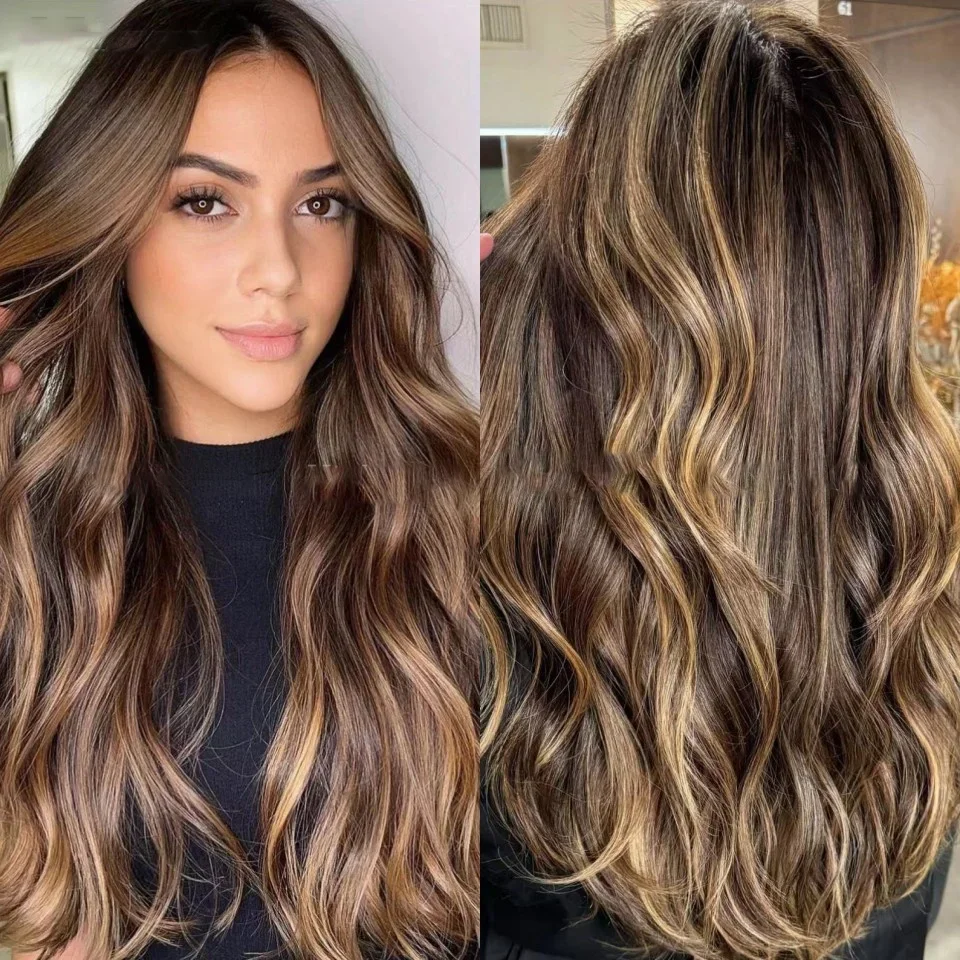 

Длинный 26-дюймовый бесклеевой светлый объемный волнистый кружевной парик 200 плотность 5x5 шелковая основа человеческих волос для женщин детские волосы предварительно выщипанные